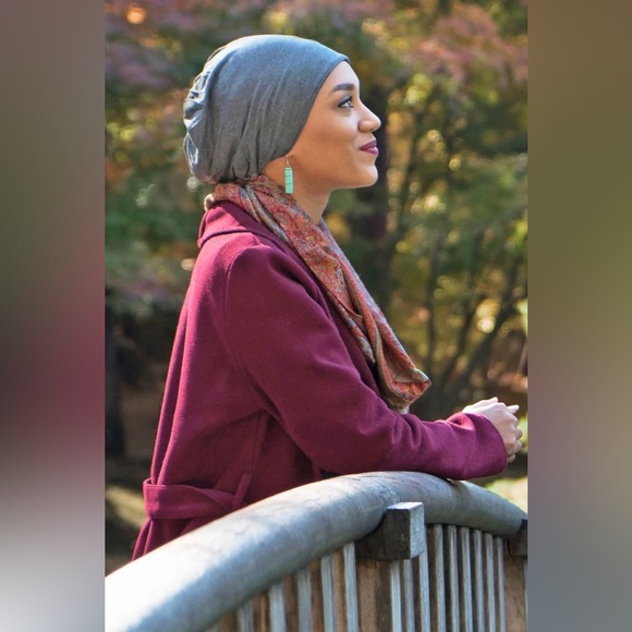 Slip-it-On Scarf No Tying Head Cover Made with Sustainable Bamboo Cotton - Picture 4 of 16